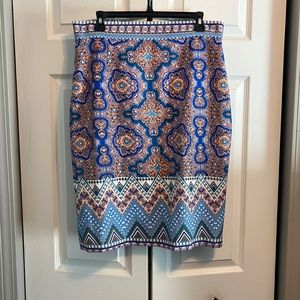 Antonio Melani blue and orange pencil skirt
